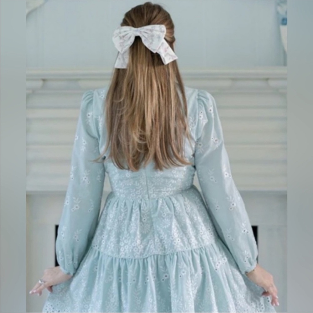 Antonio Melani x Born on Fifth Flora Crew 14 xl Long Blouson Sleeve Eyelet Dress - Picture 4 of 4